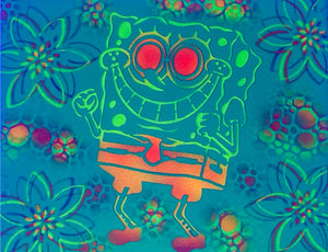 Sponge Bob Glow in the Dark Original Canvas 8x10" INCLUDES (1) FREE Purple Laser Pointer w/ Starry Tip