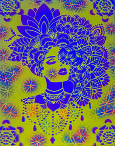 Hyphy Lady Glow in the Dark Original Canvas 11x14" INCLUDES (2) FREE Purple Laser Pointer w/ Starry Tip