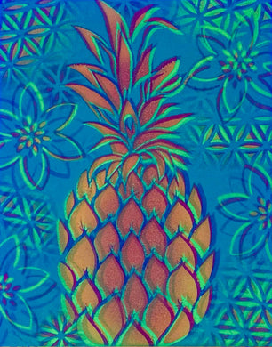 Pineapple Glow in the Dark Original Canvas 8x10