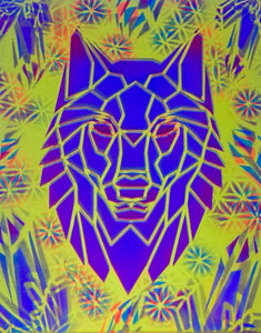 Lone Wolf Glow in the Dark Original Canvas 11x14" INCLUDES (2) FREE Purple Laser Pointer w/ Starry Tip